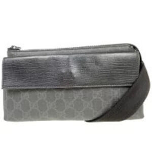 Gucci Waist Pouch Clutch Bag GG Black Leather